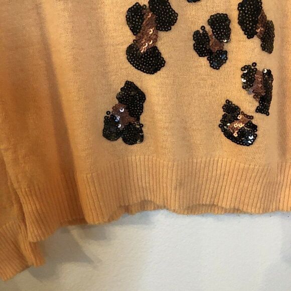 Wildfox White Label sweater Sz XS sequin cheetah apricot Angora blend - Picture 5 of 7